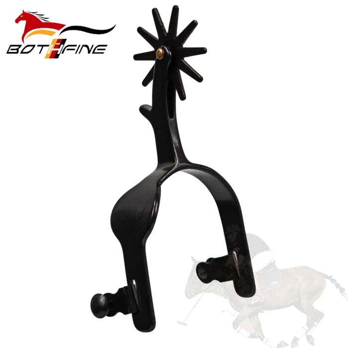 Black steel southwestern style horse spurs factory
